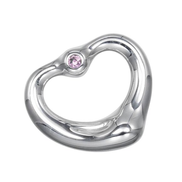 TIFFANY&Co. Open heart Necklace Silver925/Pink sapphire 2.1g Women - Picture 1 of 6